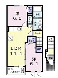 リトルマーメイド 2LDKの間取図画像
