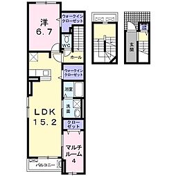 エクセル　ジエイド 3階2LDKの間取り