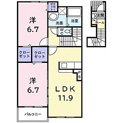 PASS乙女2 2LDKの間取図画像