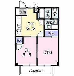 アメニティ大井 2DKの間取図画像