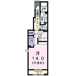 カーサクレア ワンルームの間取図画像