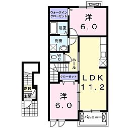 フォンテーヌ5 2LDKの間取図画像