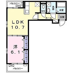 クレスト神崎川 1LDKの間取図画像