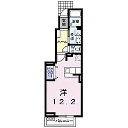 プリムヴェール 1階ワンルームの間取り