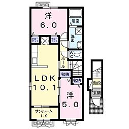 カーサデルソル2 2LDKの間取図画像