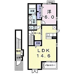 フェリオ・サツキB 1LDKの間取図画像