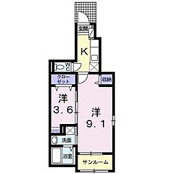 アマテラスまのせC 2Kの間取図画像