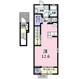 カイロス若の宮 1Kの間取図画像