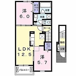 サンヒルズA 2LDKの間取図画像