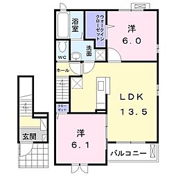 サウス・ロベリア 2LDKの間取図画像