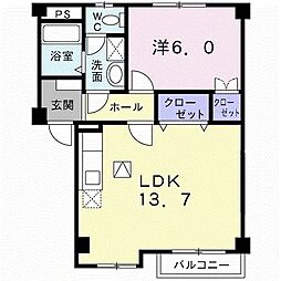 サニーガーデンハイツA 1LDKの間取図画像