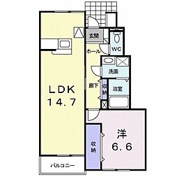 シューネスハイム1 1LDKの間取図画像