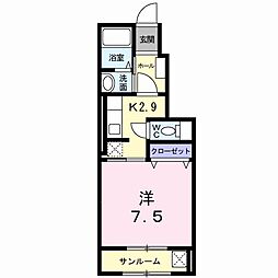 アッシュ　7 1階1Kの間取り