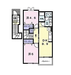 サイモンSEVENA棟 2DKの間取図画像
