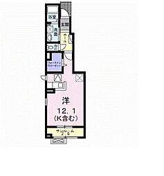 パイン 1階ワンルームの間取り