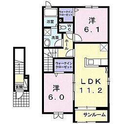 ボニータB 2LDKの間取図画像