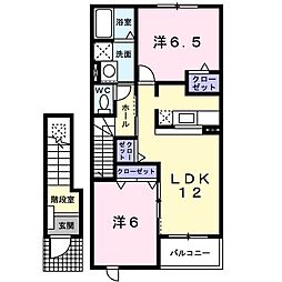 ベル・グランツII 2階2LDKの間取り