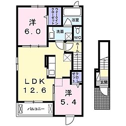 アサント2 2LDKの間取図画像