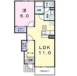 クレストールB 1LDKの間取図画像