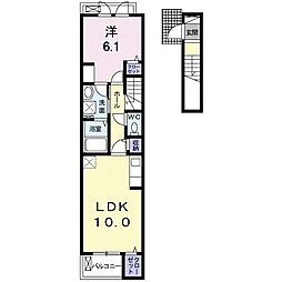 メゾン・ド・ルピナス　II 2階1LDKの間取り