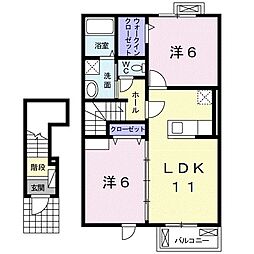 カサボニータB 2LDKの間取図画像