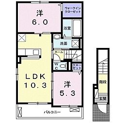ジェルメアローA 2LDKの間取図画像