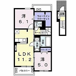 サンウィステリア2 2LDKの間取図画像