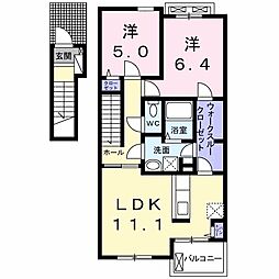 エレガンシア藍住B 2LDKの間取図画像
