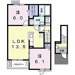 ヒトヤスミB 2LDKの間取図画像