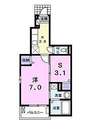 アミューゼ・クレール1 1SKの間取図画像