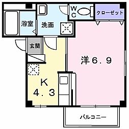 グリシーヌメゾン・MK 1Kの間取図画像
