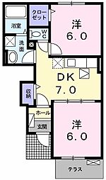 ラ・フレスクーラ2 2DKの間取図画像