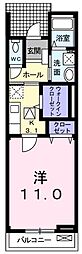 プランドール・2 1Kの間取図画像