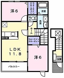 プライムA棟 2LDKの間取図画像