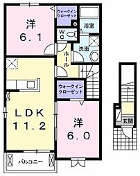 ジーラ・ソーレ　VI 2階2LDKの間取り