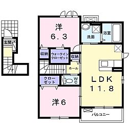 ブルーエトワールK 2LDKの間取図画像