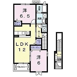 レジェンドA棟 2LDKの間取図画像