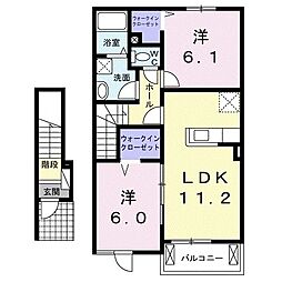 メゾンラ・セーヌB 2LDKの間取図画像