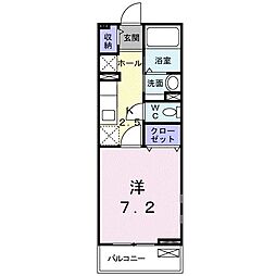 キュート 1Kの間取図画像