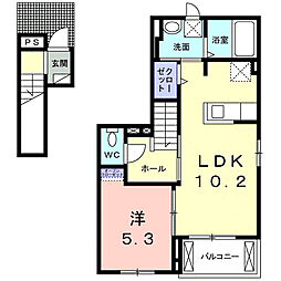 グランシャルム 2階1LDKの間取り