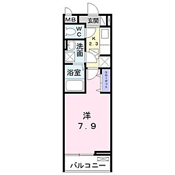 パルフェット島田本町 1Kの間取図画像
