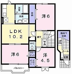 トゥールトローII 2階3LDKの間取り
