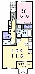 ネオン・アージュＡ 1階1LDKの間取り