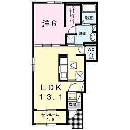 フォルトーナＳ−I 1階1LDKの間取り