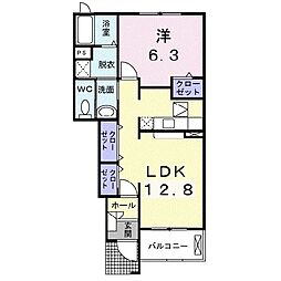 ランコントル・YKB 1LDKの間取図画像