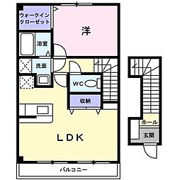 サンリュー　07　Ａ 2階1LDKの間取り