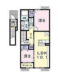 ラランド 2LDKの間取図画像