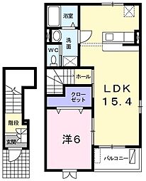 Ｌａｎｇ　ｒａｖｉｎ 2階1LDKの間取り