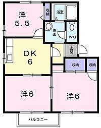 コモ・レ・バＡ 2階3DKの間取り