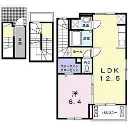 テラスSSK2 1LDKの間取図画像